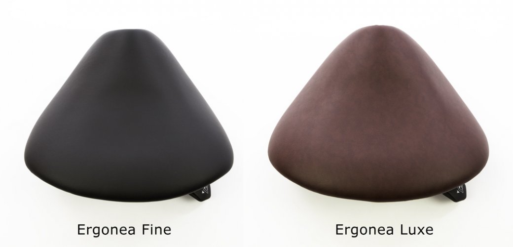 Kapean satulatuolin Ergonea Finen ja Ergonea Luxen ergonomisten satuloiden kokoero