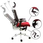 Säädettävän verkkoselkäisen työtuolin Ergonea Meshin kallistuksen säätö ja keinumekanismi