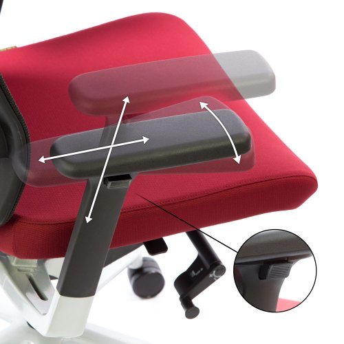 Ergonomisen Ergonea Fabric työtuolin monipuoliset käsinojien säädöt