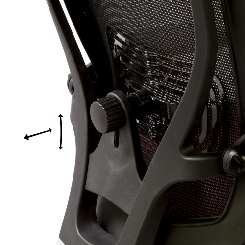 Hyvän työtuolin Ergonea Full Mesh verkkotuolin ristiseläntuen säätö