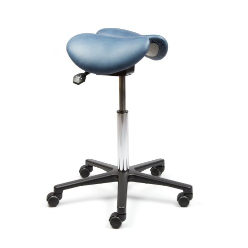 Kaksiosainen satulatuoli miehille Ergonea Dual sininen nahka on hinnaltaan edullinen hyvä kotimainen miesten malli