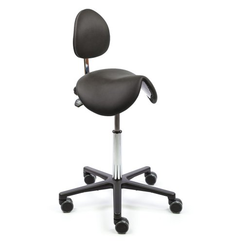 Satulatuoli selkänojalla Ergonea Luxe Gym musta nahka ristiseläntuella