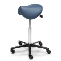 Kotimainen satulatuoli sininen nahka Ergonea Luxe lisää toimiston ergonomiaa