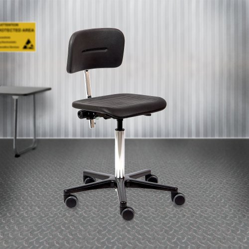 Teollisuustuoli Ergonea Labs HD laboratoriotuoli, puhdastilatuoli yrityksille, hygieeninen integraalimuovi, säädettävä istuin ja selkänoja, laadukkaat teollisuustuolit,