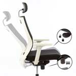 Toimistotuoli verkkoselkänoja ja hyvä laadukas työtuoli valkoinen Ergonea Meshin ergonomisin kallistuksen säätö ja keinumekanismi paras työtuoli selälle