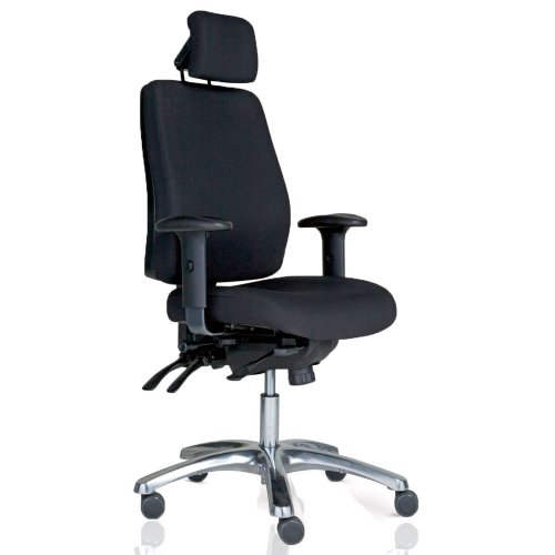 Työtuoli Pro 40+ musta korkea selkänojallinen työtuoli niskatuella edulliseen hintaan