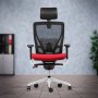 Verkkoselkäinen työtuoli Ergonea Mesh punaisella verhoilulla edestä