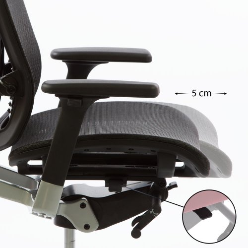 Säädettävän työtuolin Ergonea Full Meshin istuimen syvyyden säätö